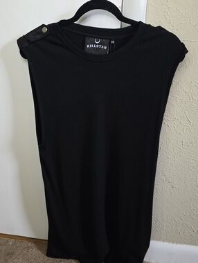 Killstar Black Ribbed Button-Shoulder Tank XS